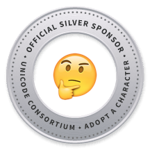 Unicode Adopt-a-character silver badge for the thinking face emoji.